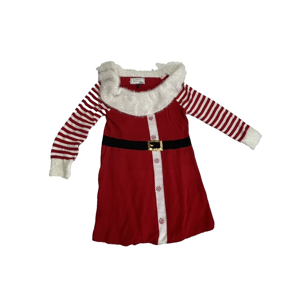 Christmas‎ Santa's Helper Off Shoulder Knit Dress Red White L